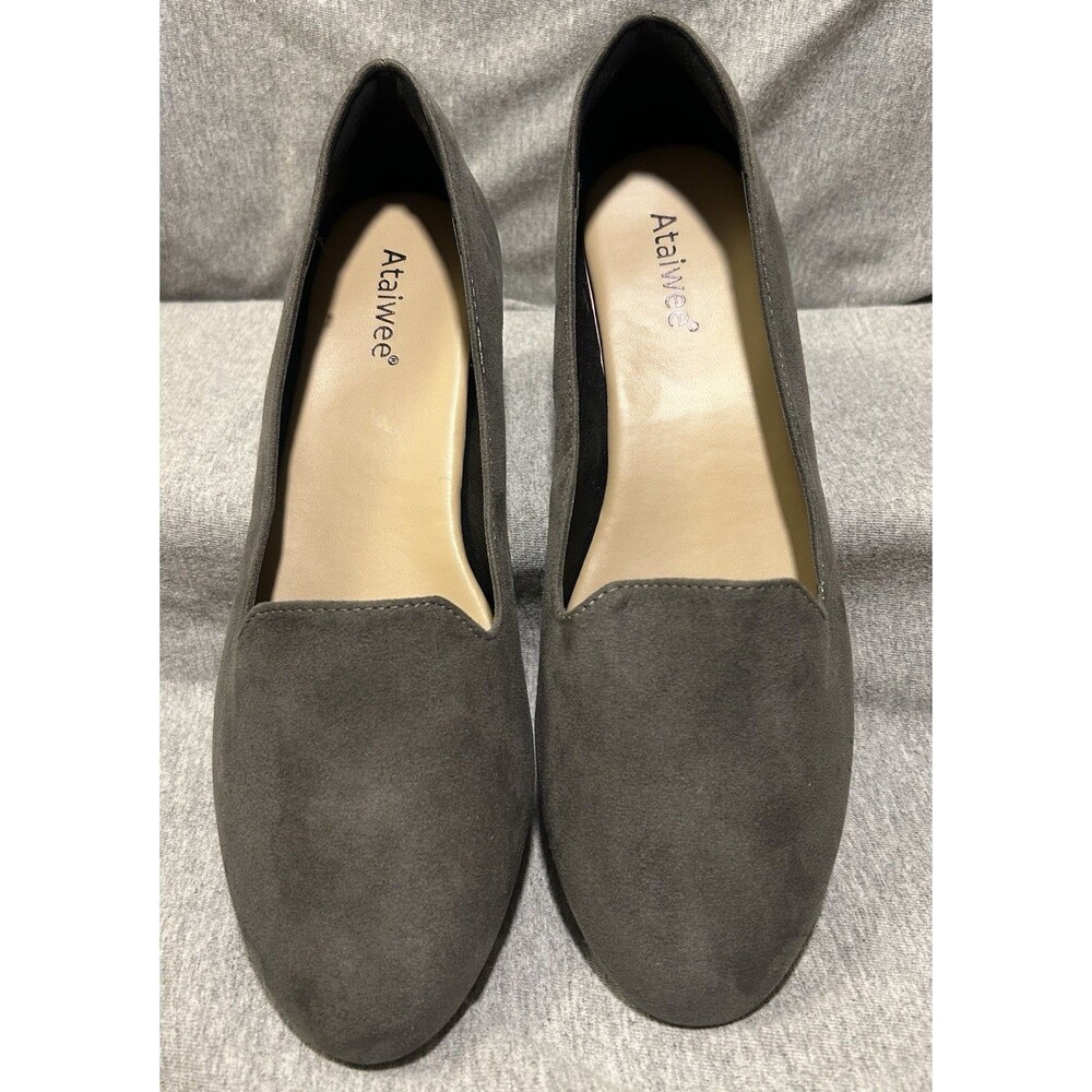 Ataiwee Women's 9 Faux Suede Flat Shoes Round Toe Classic Slip-on